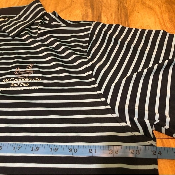 NWT Footjoy Navy Lt Blue Stripe Golf Polo Shirt Guest Embroidered Mens Large - Picture 5 of 7